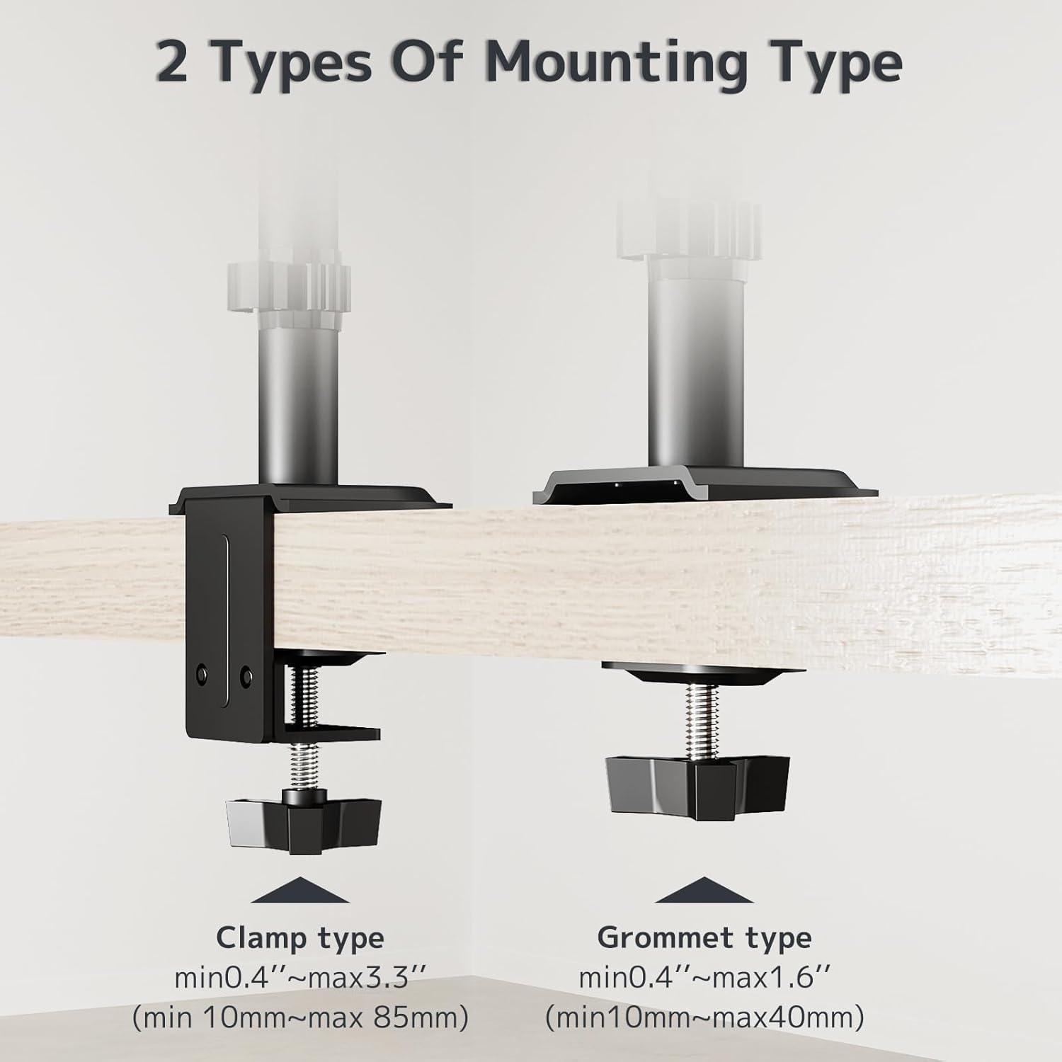 Steel Extra Tall 2-Section Monitor Stand Pole - 31.6 inches Sturdy Center Pole Only for Monitor Arm Mounts, Adjustable Height, Compatible with C-Clamp & Grommet Bases,Black