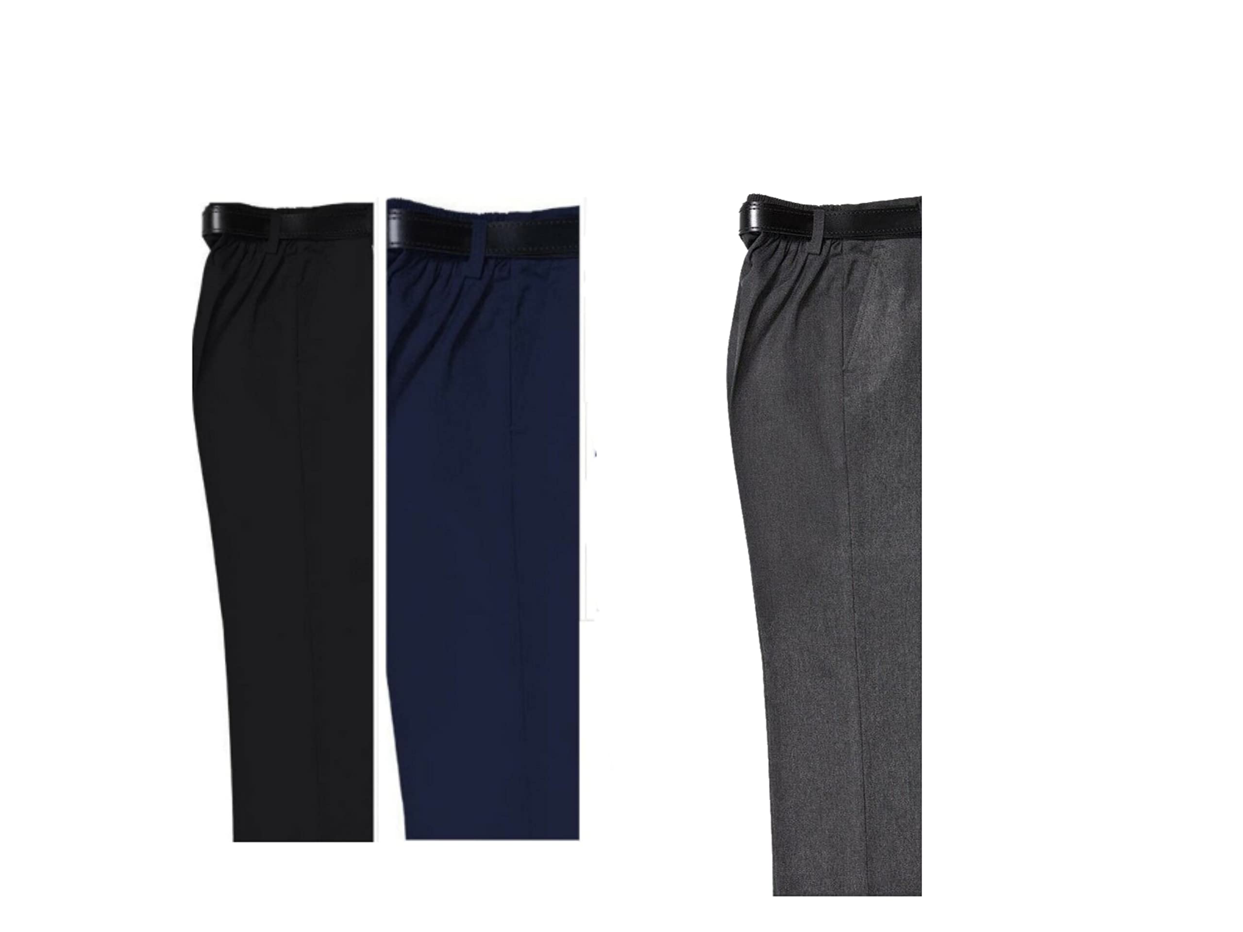 Boys/Men Sturdy FIT/Generous FIT School/Office Trousers Half Elasticated Plus Size Long Leg and Short Leg XS/6XL