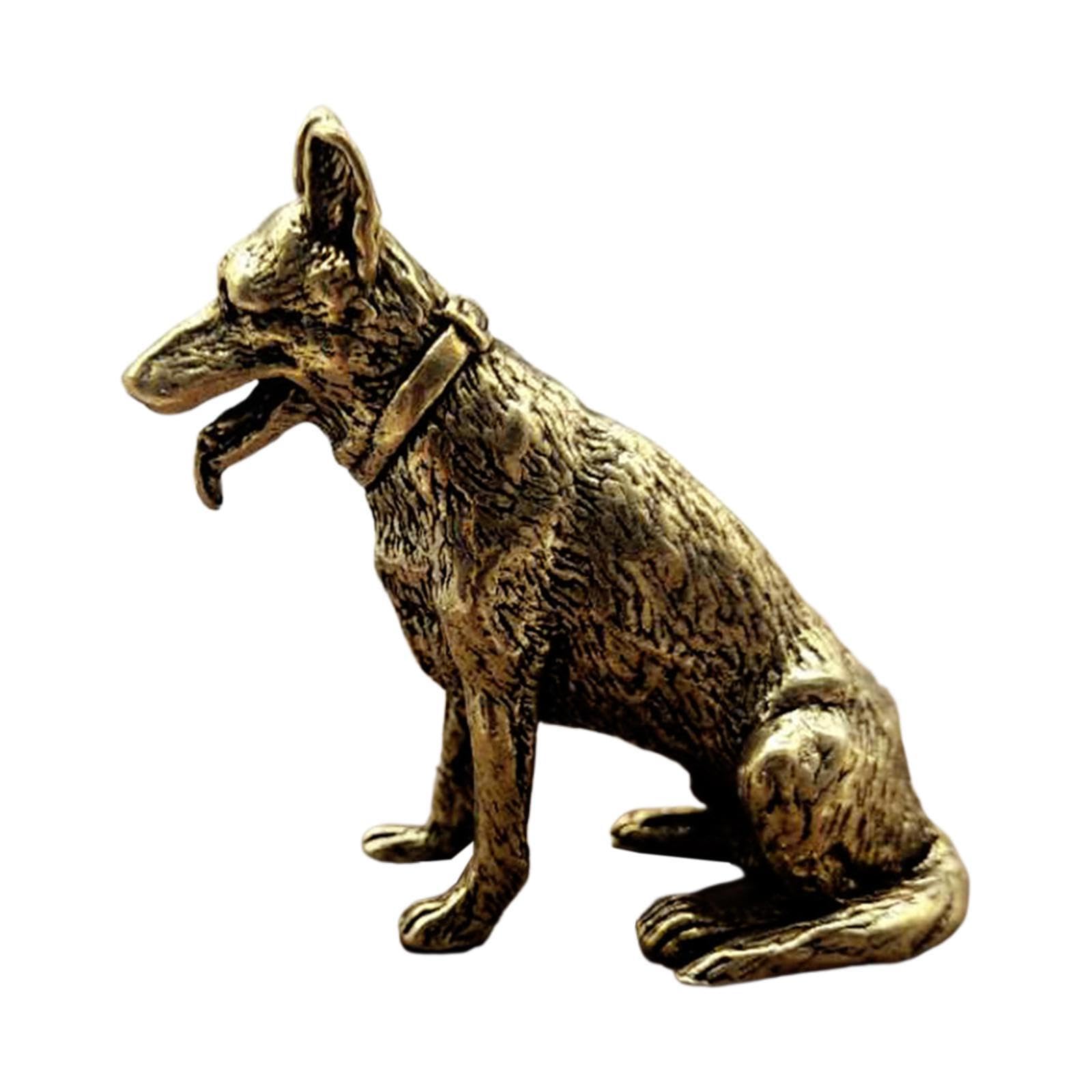 AMSLSIU Brass Dog Statue Feng Shui Collectibles Dog Brass Figurine for