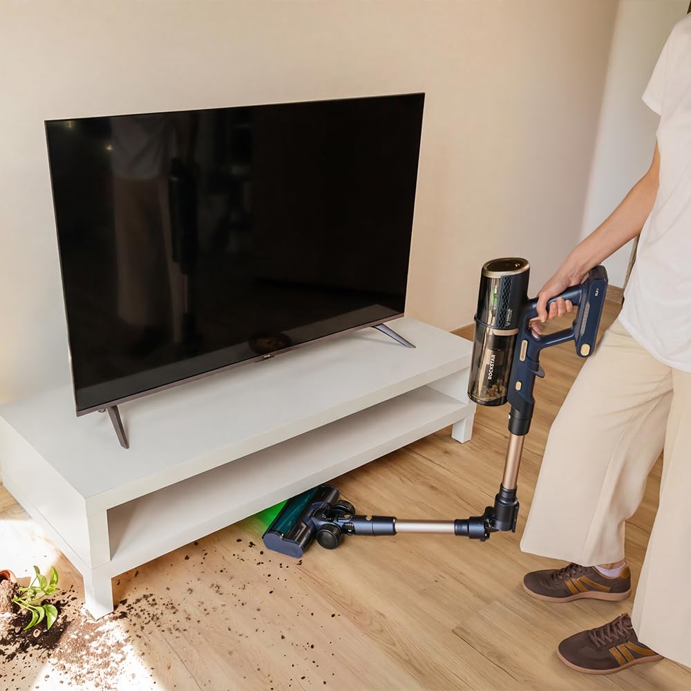 Cecotec Aspiradora Escoba sin Cable Conga Rockstar RS90 Pet Flex Detect. 650W, Succión 230AW y 30kPa, Cepillo Antienredos Hairless XXL, Autonomía 90mins, Luz LED Verde, Tubo Flexible, Cepillo Animales