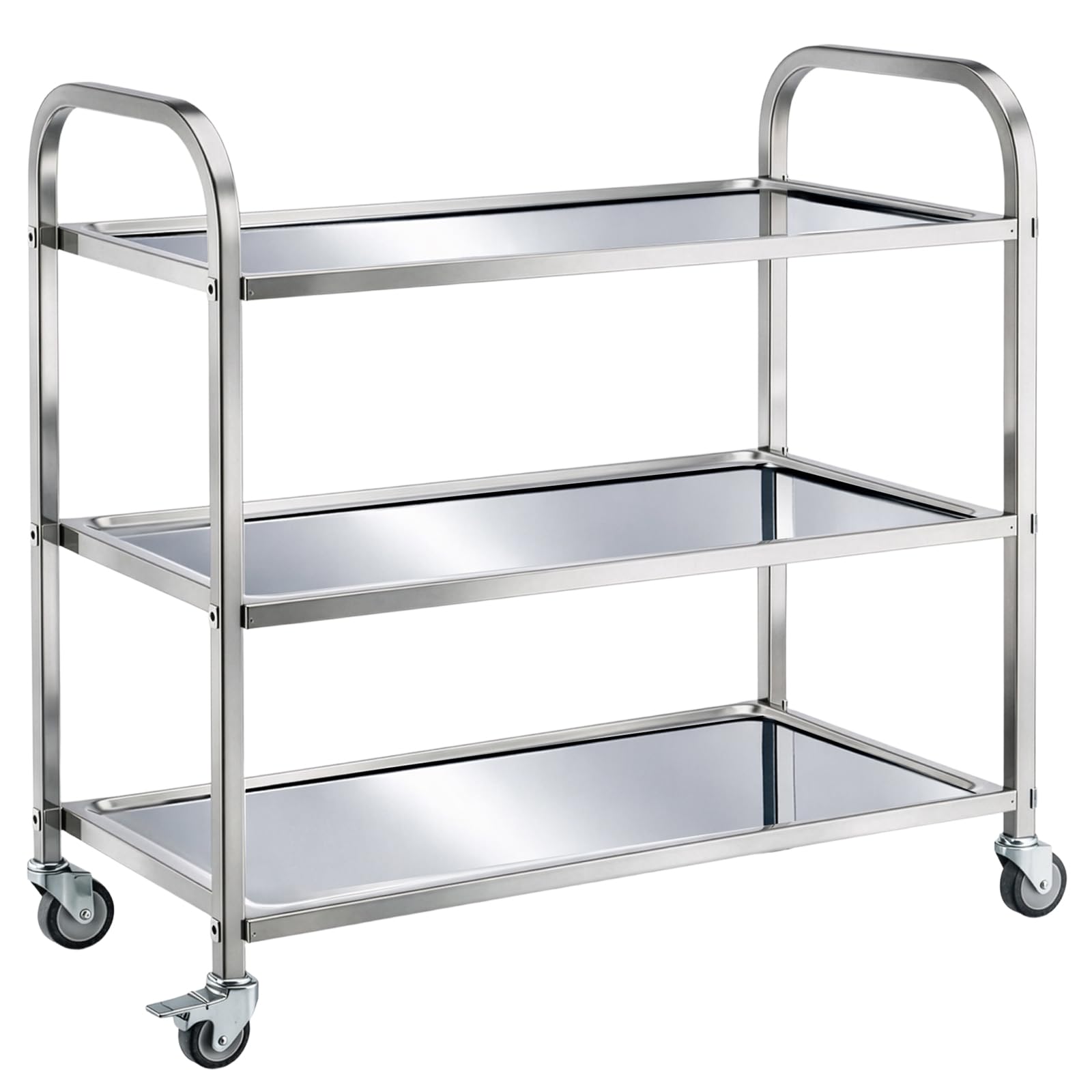 CROWNSHOP 3 Tier Stainless Steel Kitchen Utility Cart 62.5 x 31.5 x 80cm