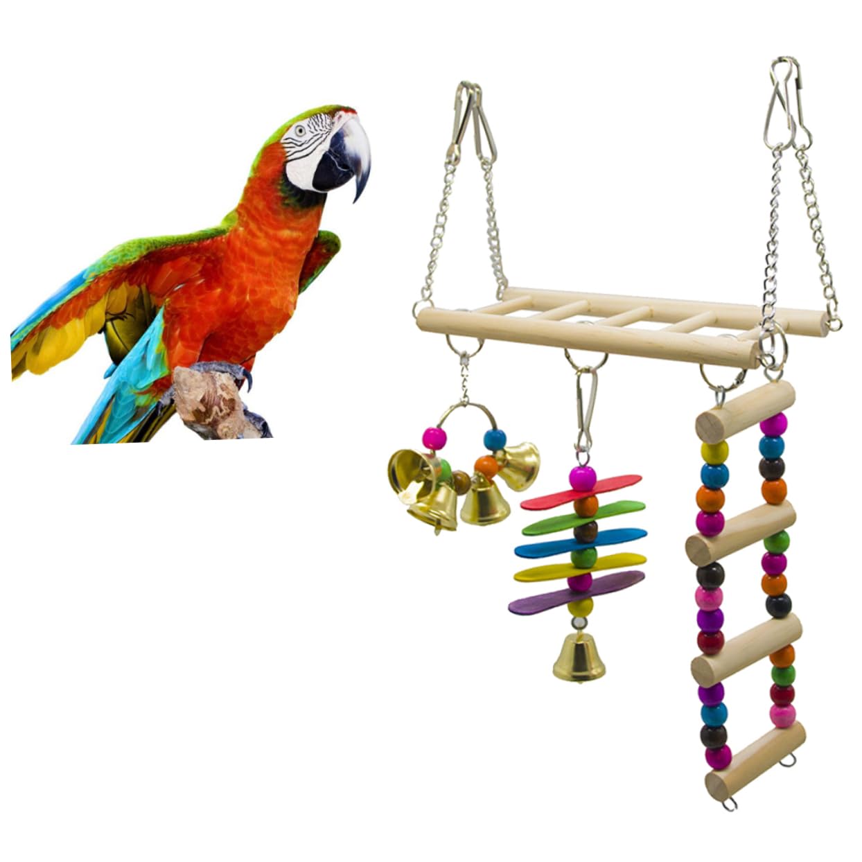 Beavorty 3stücke Pet Bird Ladder Spielzeug Set Vogelkäfig Kletterleiter Mit Hängematte Und Spielbrücke Für Papageien Und Wellensittiche Interaktive Kletter Und Schaukelspielzeuge Für