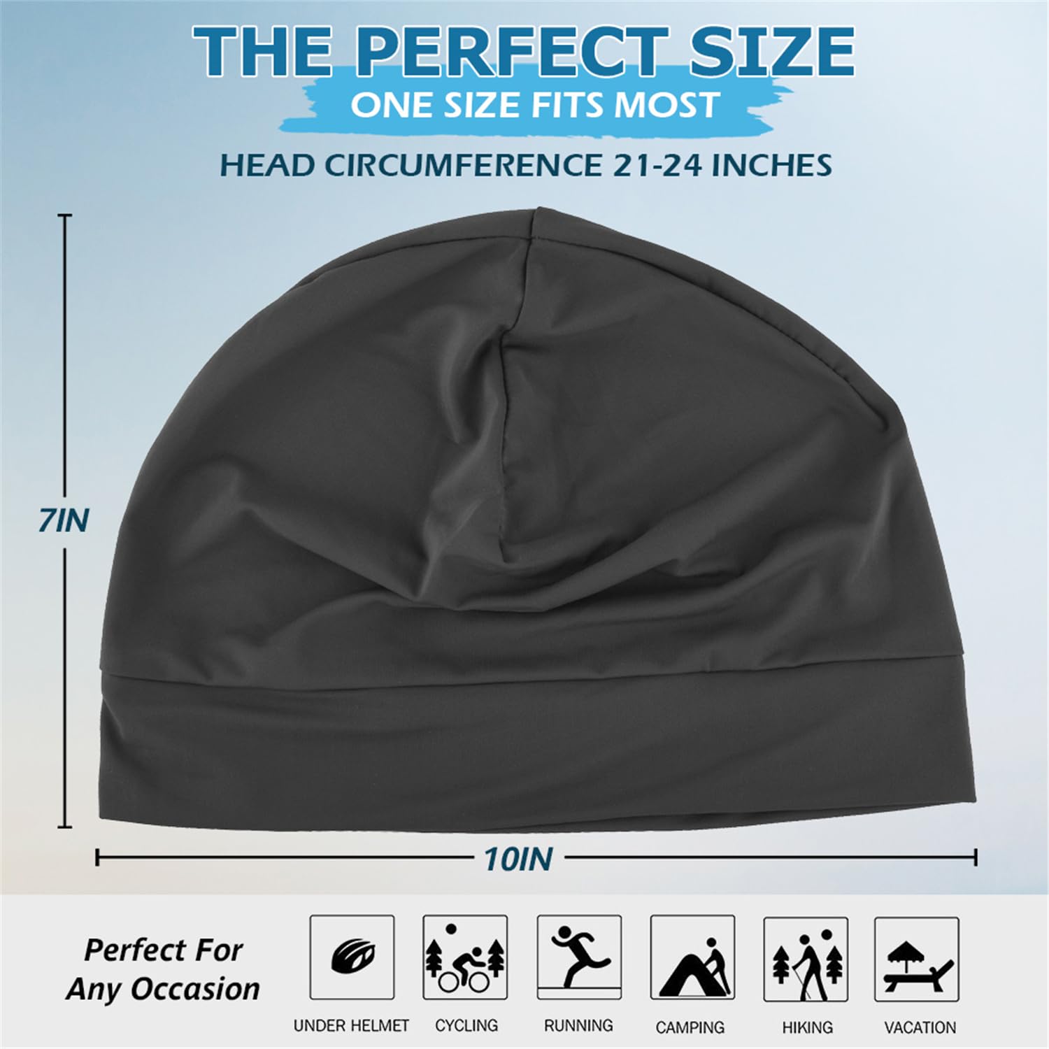 Headshion Gorro ligero con forro de casco refrescante, paquete de 4 gorros ultrafinos para dormir en ciclismo y correr