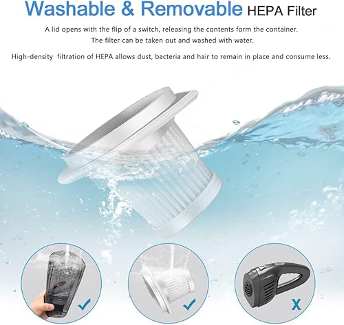 Miniatura 4 de Potente aspiradora de mano inalámbrica de succión de 8000 PA, portátil para limpieza del hogar, oficina y automóvil con múltiples accesorios