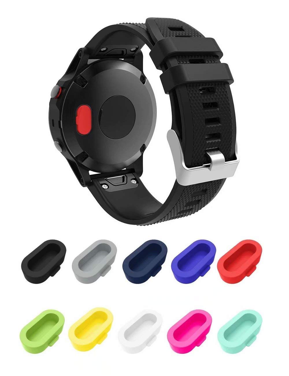 Zenvaa Charger Port Protector for Garmin Fenix 5/5S/5X Plus/6/6S/6X/6 Pro/Vivoactive 3/Vivosport/Forerunner 945/935/245/245M/45/45S,Silicone Anti Dust Plug Caps Compatible with Garmin Smartwatch