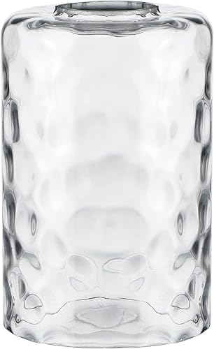 Miniatura 2 de Skelang Pantalla de lámpara de cristal martillada sin labios, cubierta de luz cilíndrica con apertura de ajuste, repuesto para candelabro, colgante,