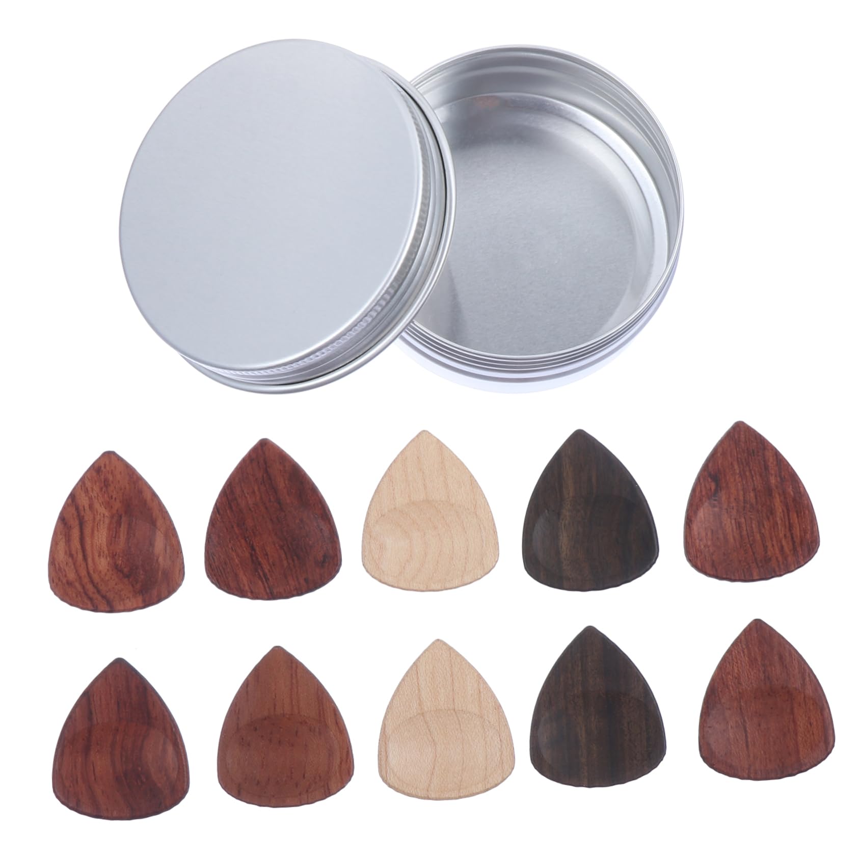 Kisangel 10 Stück Teiliges Holz Gitarren Picks mit Aufbewahrungsbox für Gitarre Langlebig und Bequem für Ukulele und Bass Gitarre zu Feiertagen