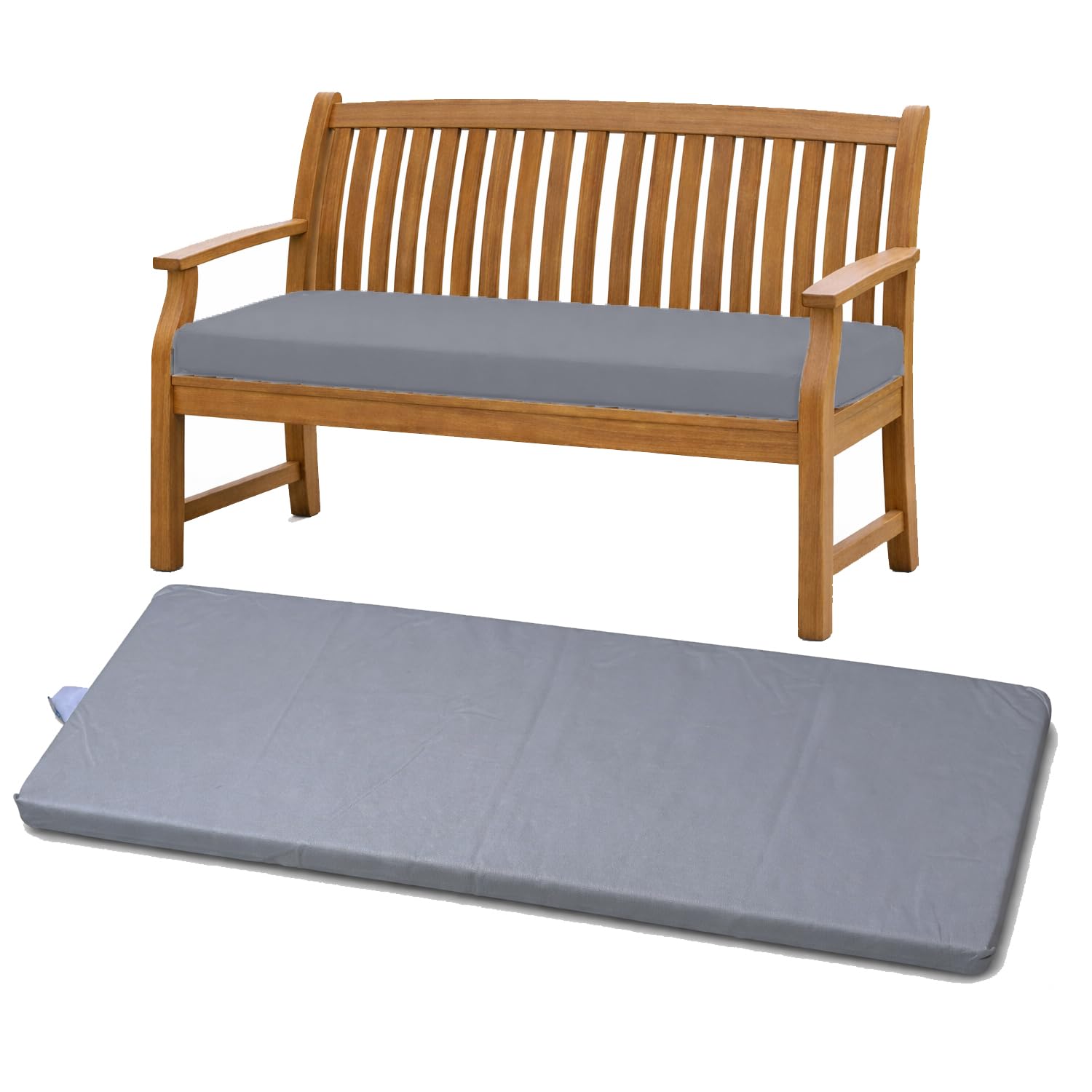 Brillars Comfy 2 Seater Garden Bench Cushion Waterproof Outdoor Seat Pad Removable Cover 108x45x5cm (Charcoal) — image 1