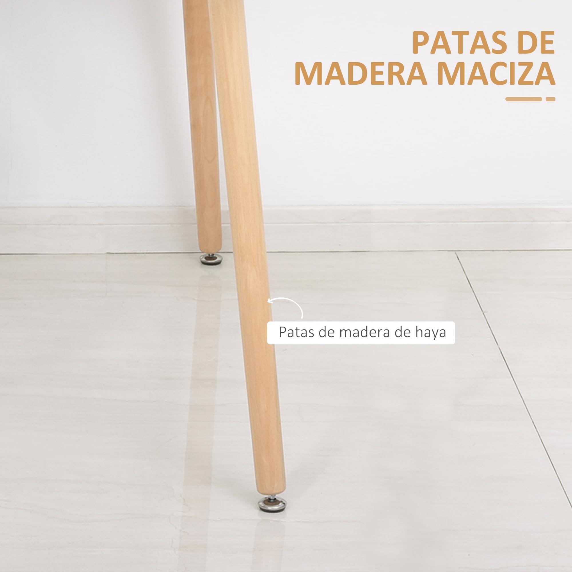 HOMCOM Mesa de Comedor Estilo Nórdico Mesa de Cocina 120x60x75 cm Blanco | Patas de Madera de Haya, Estructura de Metal