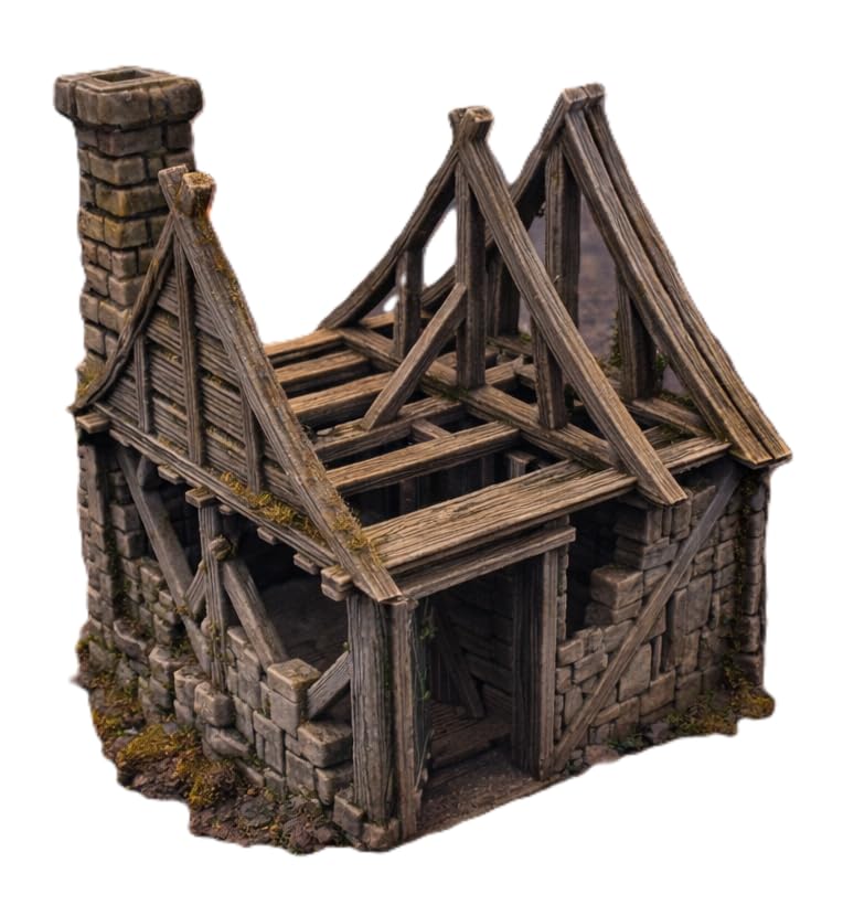 QP3D - Small Medieval Ruined House 28–32mm Terrain – Frostguard Town Building for Tabletop RPG & Skirmish Games, Fantasy Battles & Tabletop Wargaming