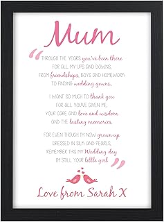 Mother of the Bride Wedding Gift - Personalised Wedding Poem Verse Gift for Mum Mam Step Mum Gifts - Thank You Presents for Mother of the Bride