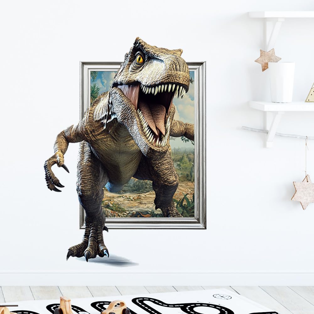 AUTMORAN 3D木製恐竜彫刻:ティラノサウルスレックス 3Dオブジェ 飾り
