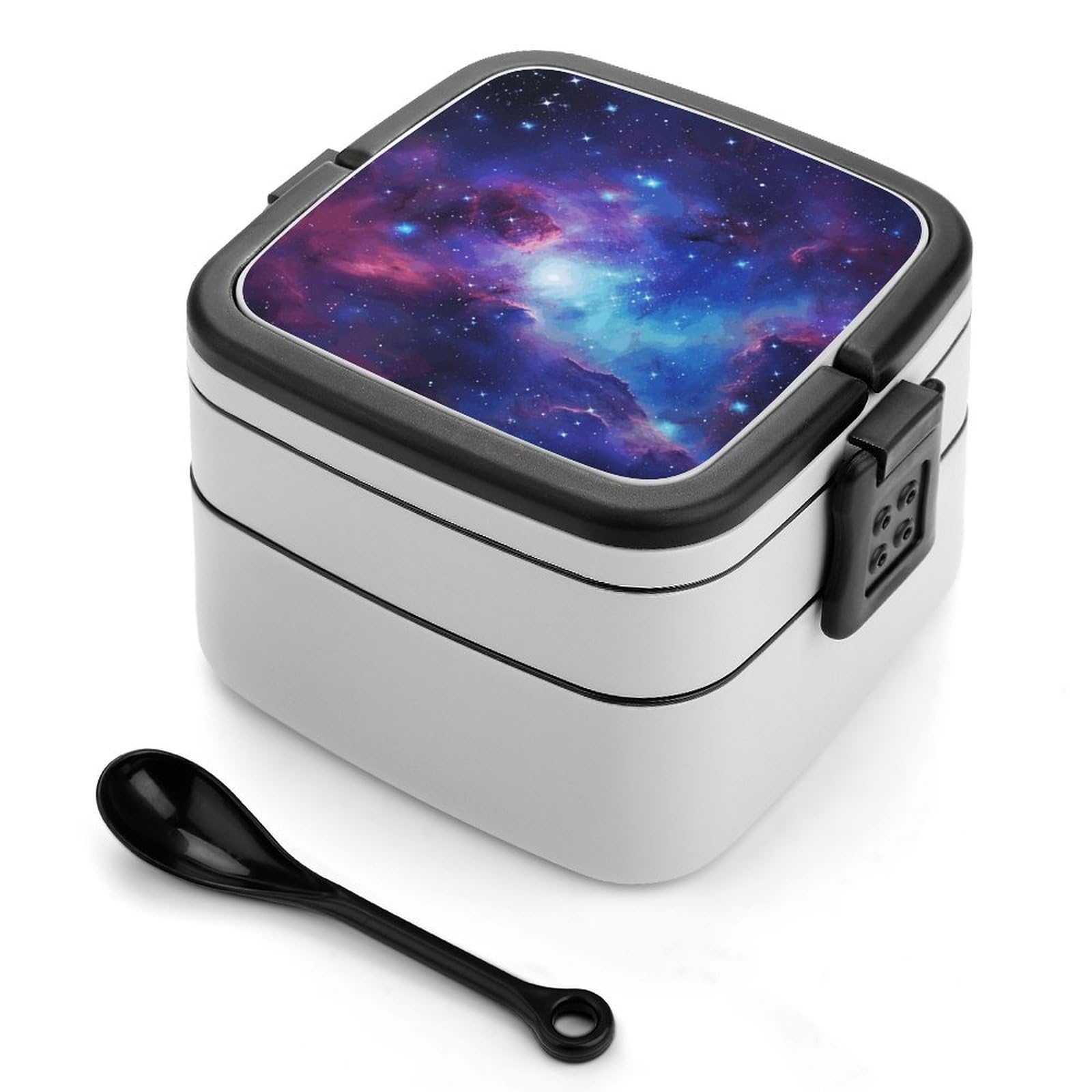VstaDank Galaxy Bento Box Portable Adult Lunch Box with 2 Layer&Spoon Reusable Insulated Lunchbox Large Food Containers Leak Proof Lunch Containers for Work Camping Meal Prep