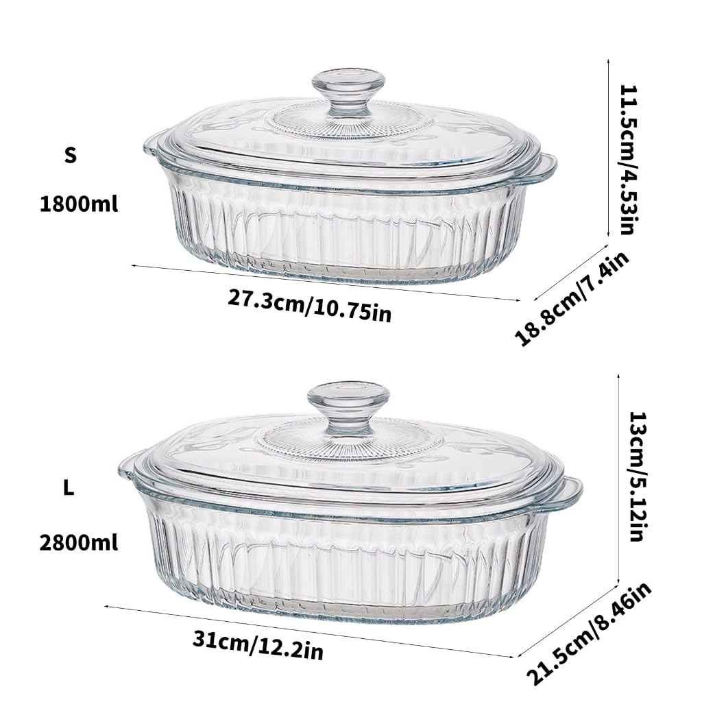Glas-Kasserolle für gleichmäßiges Kochen, Mikrowelle oder Ofen, Küchen-Backbehälter