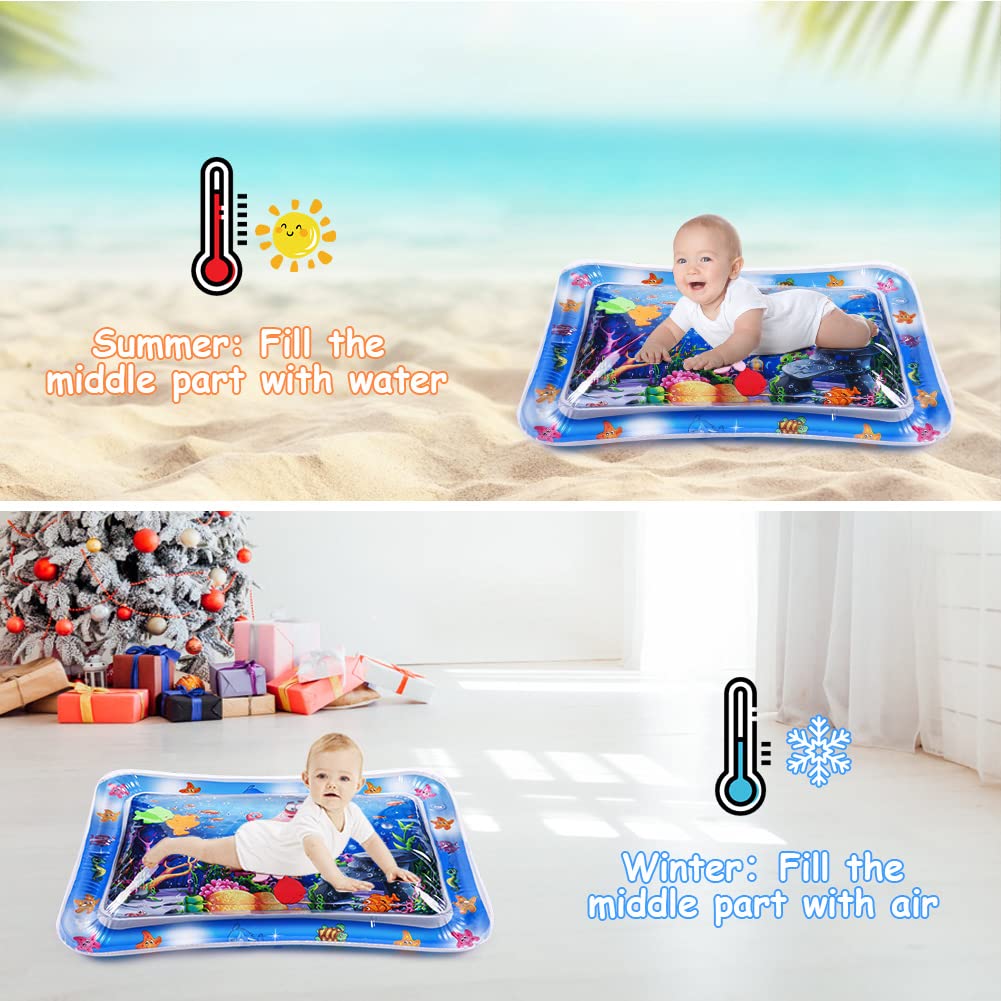 Aolso Tappetino Gonfiabile per Neonati, 68x51cm Tappetino Tummy Time Gonfiabile, Baby Water Mat in PVC Tappetino Gonfiabile per Neonati senza BPA, Rafforza i Muscoli del Tuo Bambino, Modello di Polpo