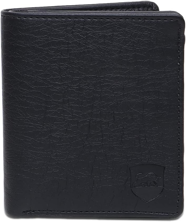 Black PU Leather Wallet for Men I 5 Card Slots I 2 Currency & Secret Compartments I 1 Coin Pocket & 1 ID Card Slots