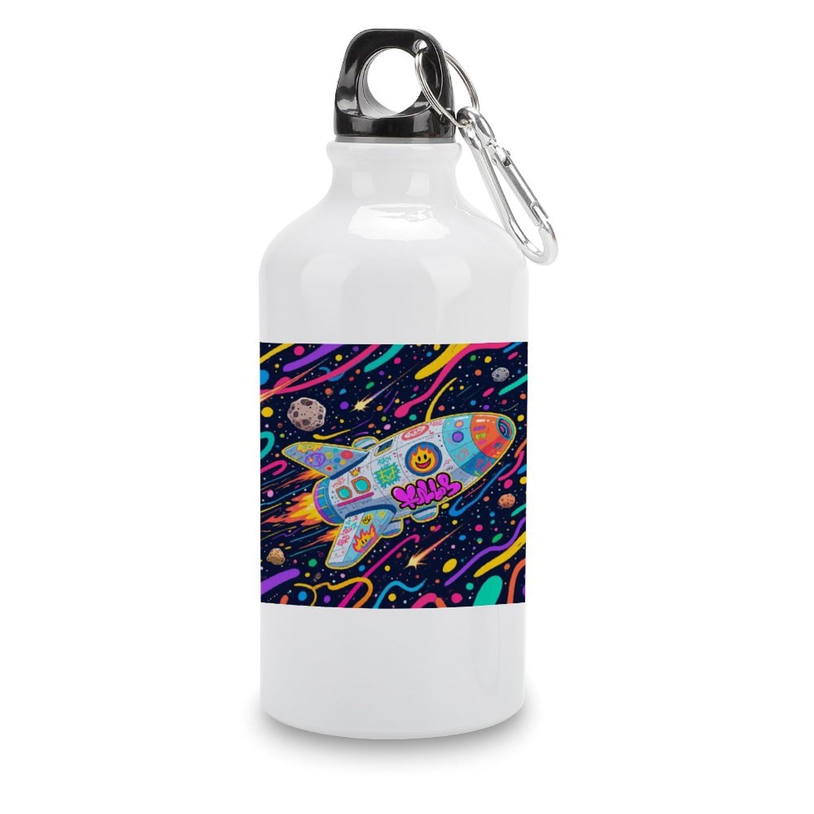 Fekiloot Style Graffiti Spaceship Aluminum Water Bottle Travel Tumbler Reusable Lightweight Outdoor Sports Water Bottles For Gym Sports Camping Hiking Fishing400ml