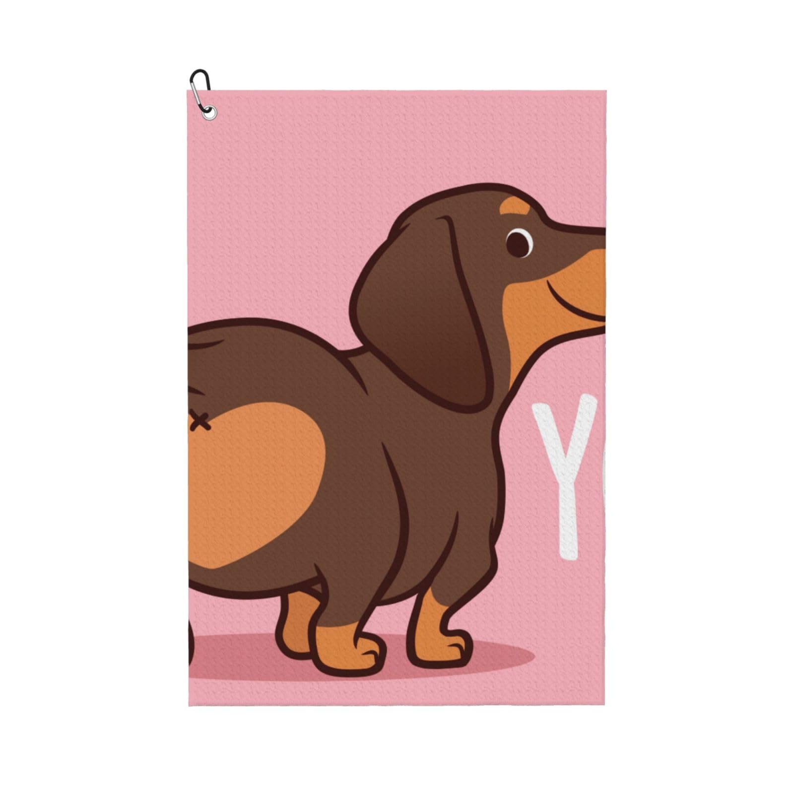 Hnnkloy Dachshund Puppy Dog, 16x24 in Portable Waffle Golf Towels with Carabiner Clip for Golf Bag