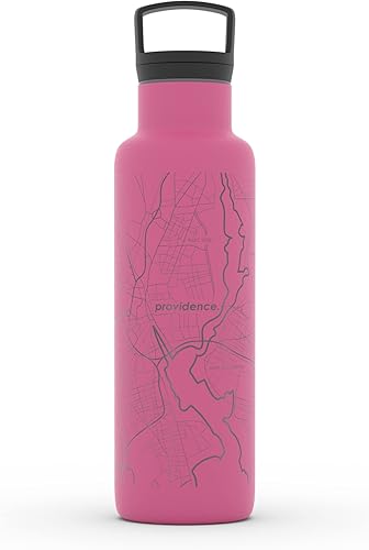 Miniatura 81 de Well Told Botella de agua aislada con mapa de Washington DC grabado, botella de acero inoxidable grabada (21 onzas, blanco) botella aislada de mapa