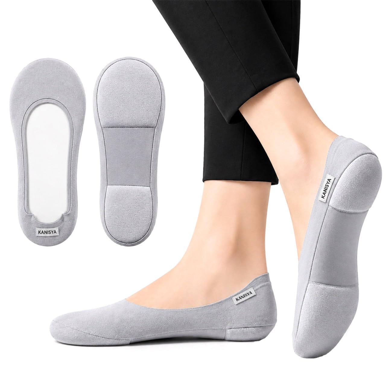 Women Invisible No Show Socks | Low Cut Foam Cushioned Liner Socks for Flats & Loafers | Anti Slip Heel Grip Cotton Socks | Free Size (1 PAIR)-image-14