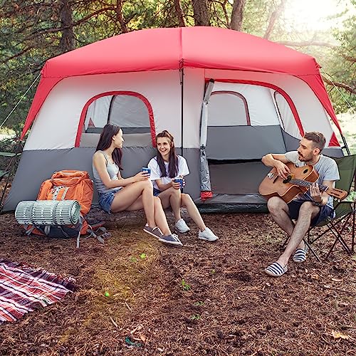 Carpa Familiar para 14 Personas, Grande, Impermeable, Roja y Blanca miniatura 7