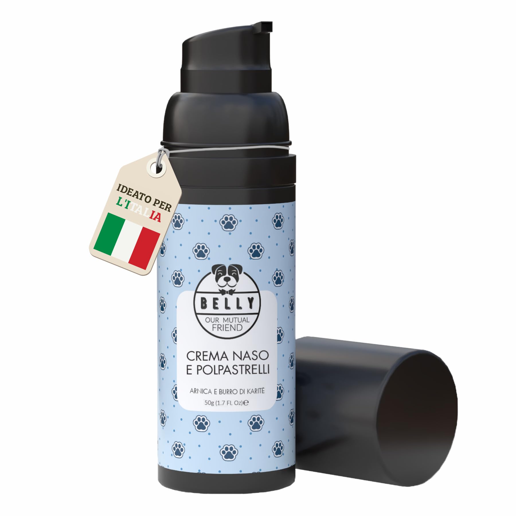 Belly® Crema Polpastrelli Cane, 50g – Anti Ghiaccio, Sale, Freddo – 100% Naturale Burro Karitè, Arnica, Aloe Vera – Idrata & Ripara – Polpastrelli Screpolati e Tartufi Secchi
