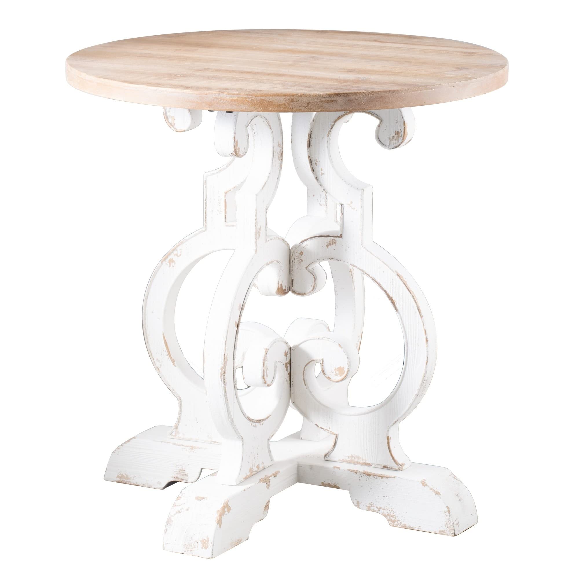 36 Inch Round Table Classic Sculptural Base Wood Modern White Brown Gold Contemporary Natural Finish