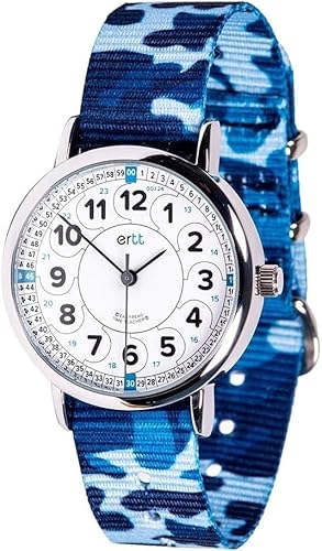 EasyRead Time Teacher Kinder Armbanduhr Jungen & Mädchen - Lernuhr Kinder Armbanduhr - 2-Stufen-Zeit-Lehrer Uhr Kinder - 12-24 Stunden-Anzeige - Kinder Uhren für Schulanfang - Lernuhr Kinder