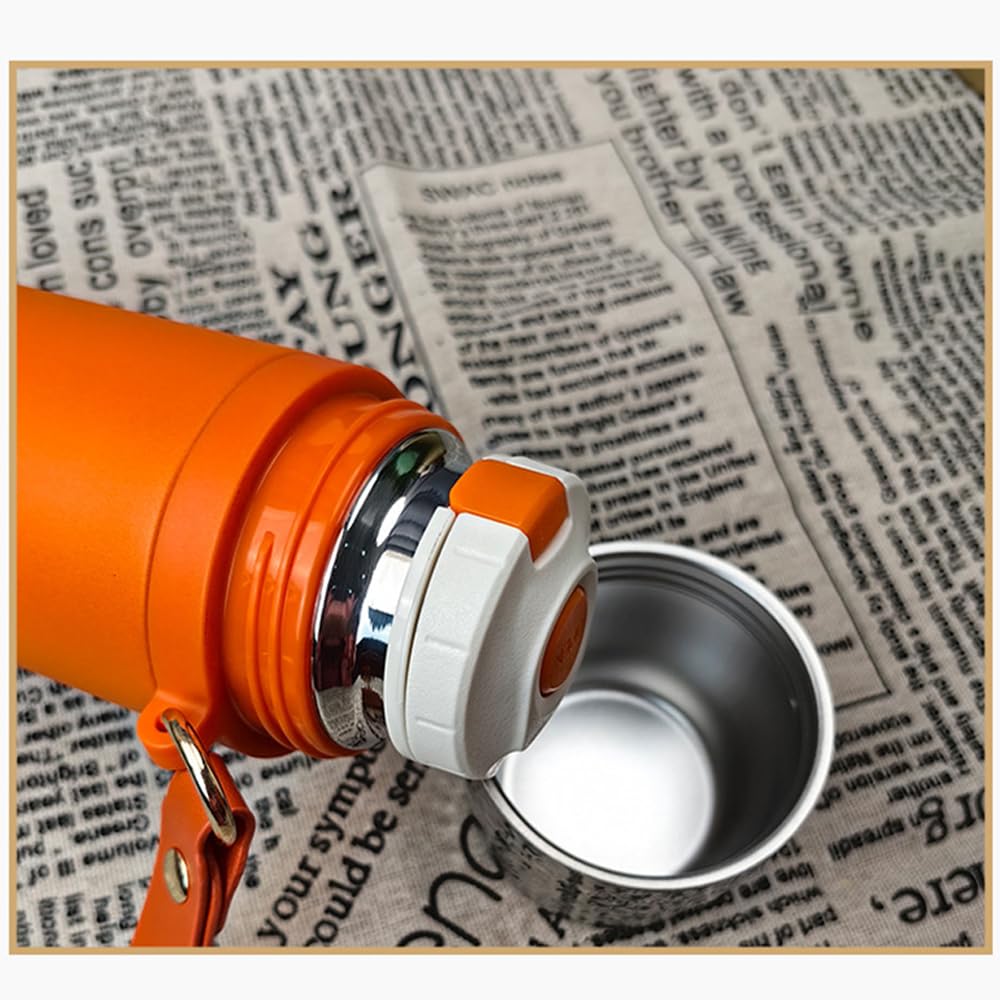 Fortyone Botella de café al vacío de acero inoxidable 316 de alta calidad, con aislamiento al vacío, con infusor de té, retención de calor durante 24 horas, colador de té [500 ml/479.1 g] (naranja)