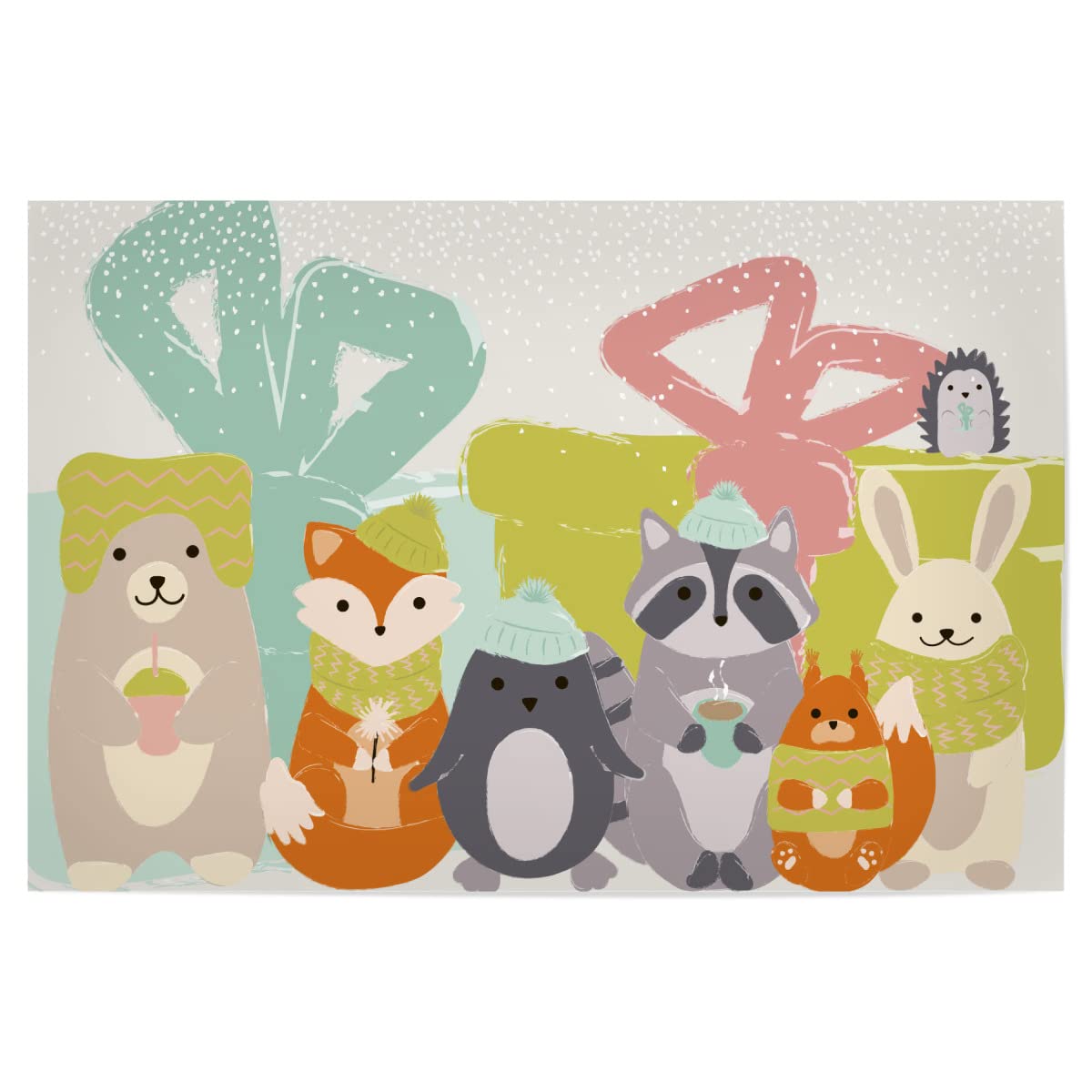 artboxONE Poster 120x80 cm Für Kinder Alle meine Freunde - Bild tiere adventskalender bär