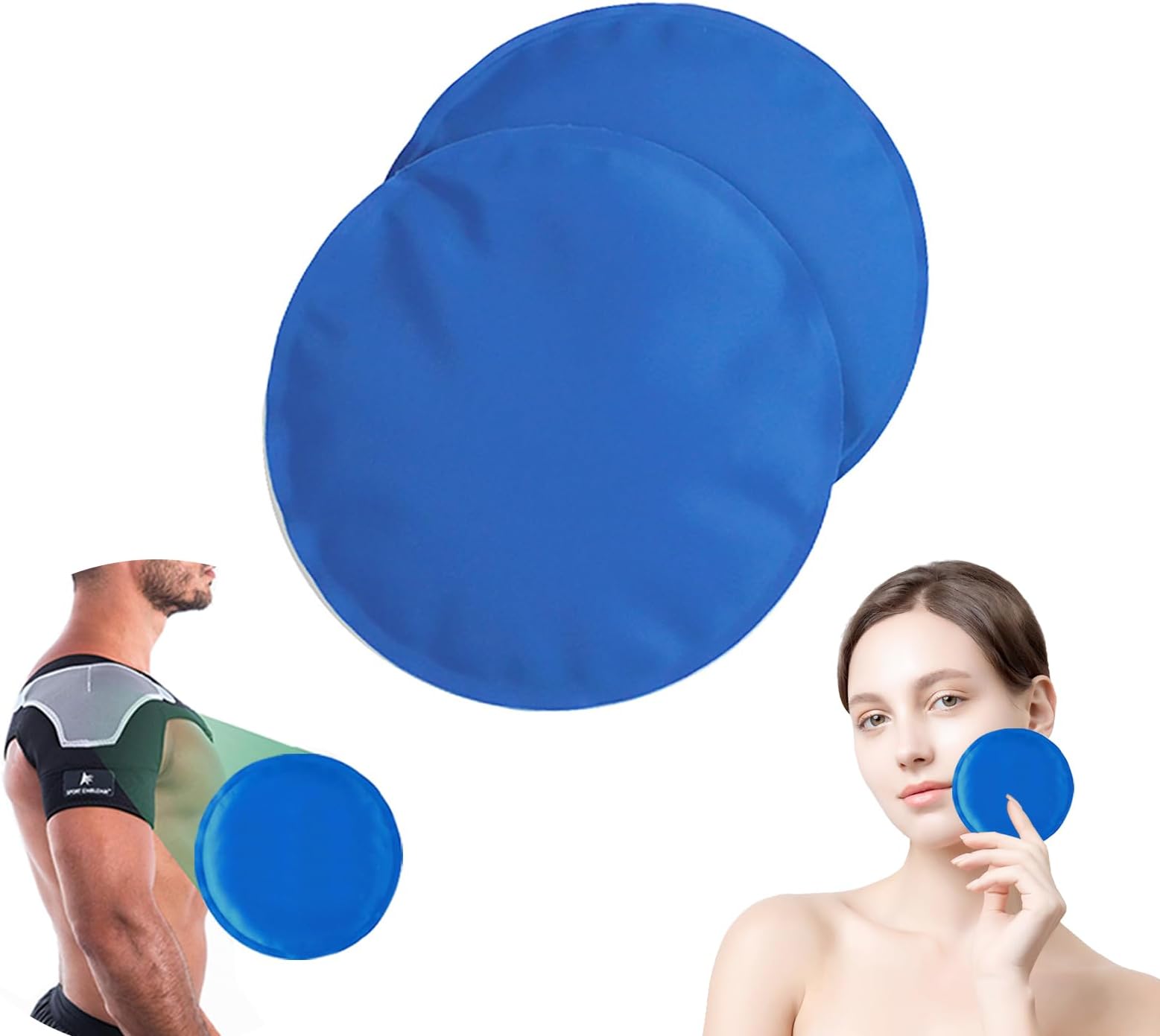 Gel Ice Packs Reusable Round - 2 Pcs 5.5" Ice Packs for Injuries, Wisdom Teeth, Breastfeeding, Mastectomy Recovery, Warm & Cold Compress for Cyst, Sinus Headaches Physical Cooling