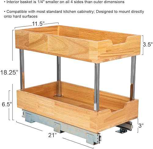Miniatura 4 de Household Essentials 24221-1 Glidez - Organizador deslizante de 2 niveles, 11.5 pulgadas de ancho, madera