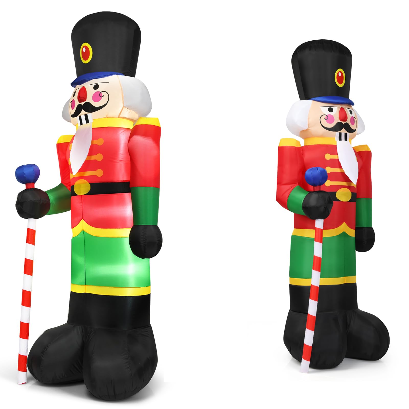 KOMFOTTEU Schiaccianoci gonfiabile, soldato, 240 cm, classica decorazione natalizia con 3 luci integrate, statuetta natalizia gonfiabile con ventola, schiaccianoci di Natale, per interni ed esterni