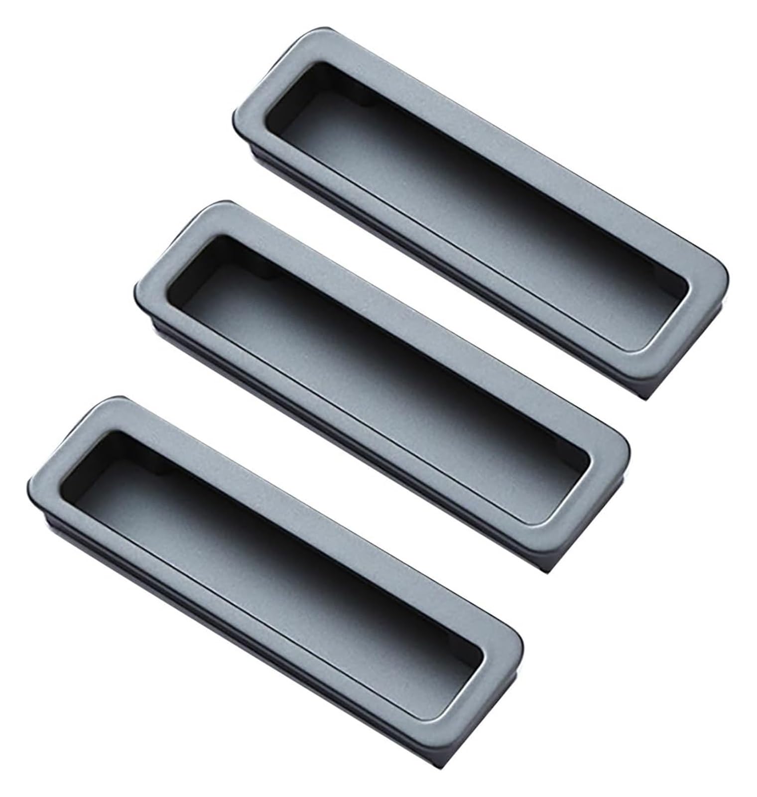 MBHHU Hidden Drawer Pulls， 3X Flush Pulls Recessed Finger Pulls,Embedded Handle, with Hidden Concealed Screws for Cabinet Wardrobe Drawer Hidden Door Handles(Starry Grey,96mm)
