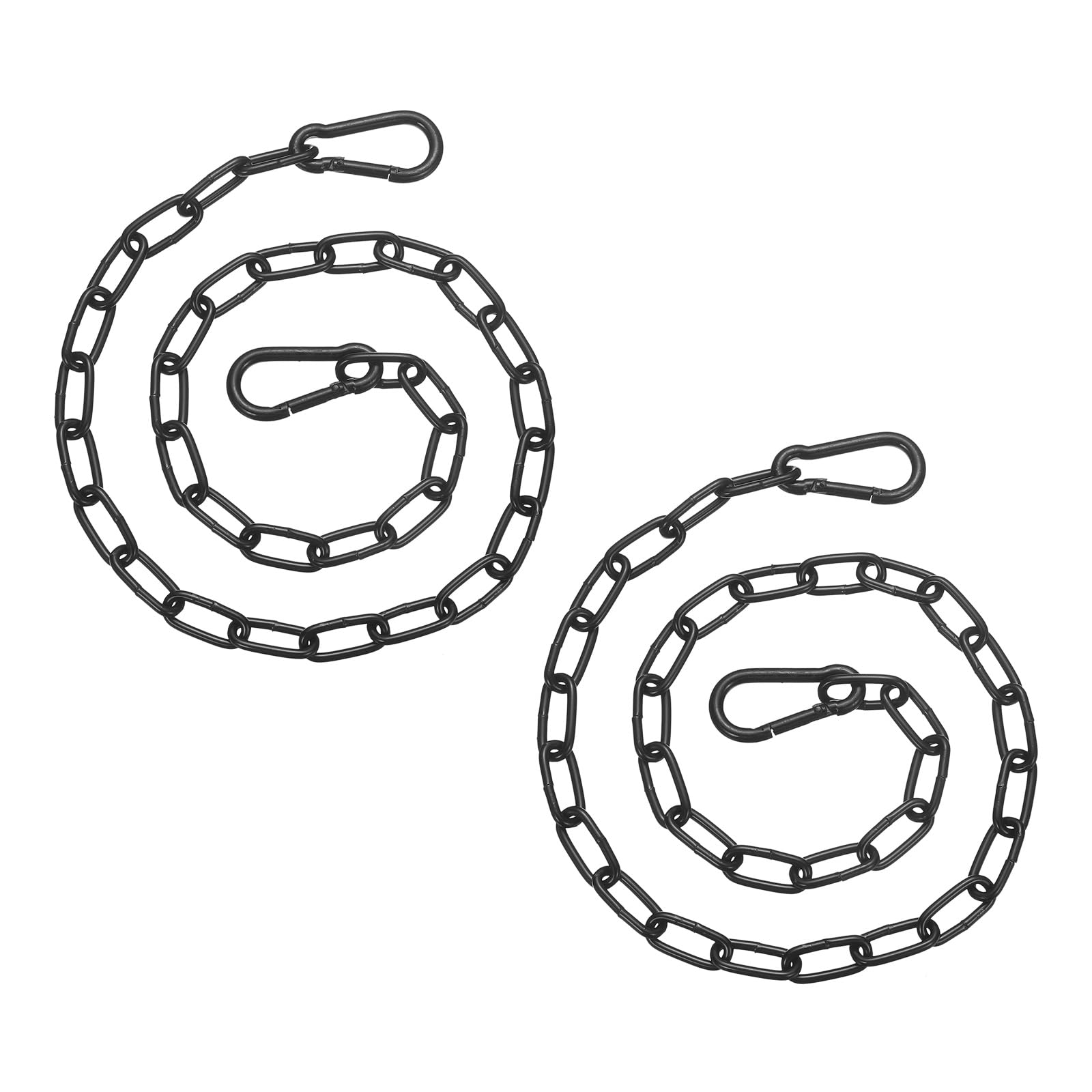 PATIKIL 2 Pcs Gate Chain Lock, 22 in x 3mm Chain Dia Alloy Steel Hanging Chain Lock with 2 Open Clasps for Stall Barn Fence Gate Hammock Swing Punching Bags Sandbag Yoga Gym, Black