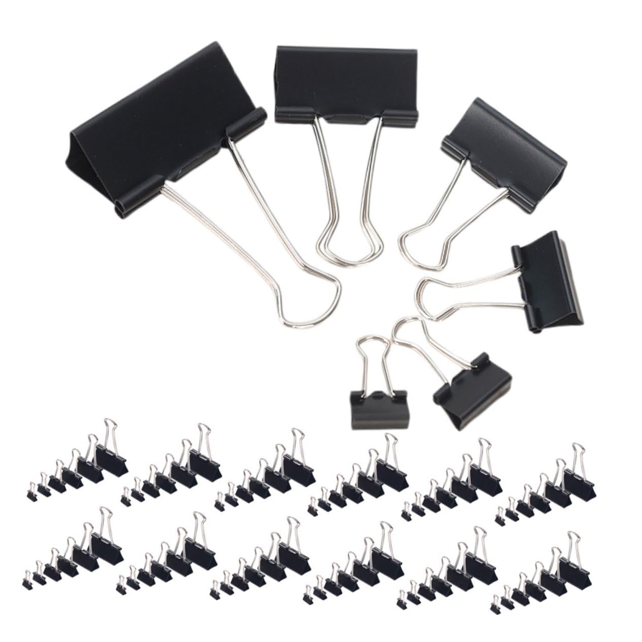 Didiseaon 120 Pezzi Clip Fermacarte in Metallo Nero, Design a Coda Lunga, Robuste e Facili da Aprire, per Documenti Ufficio