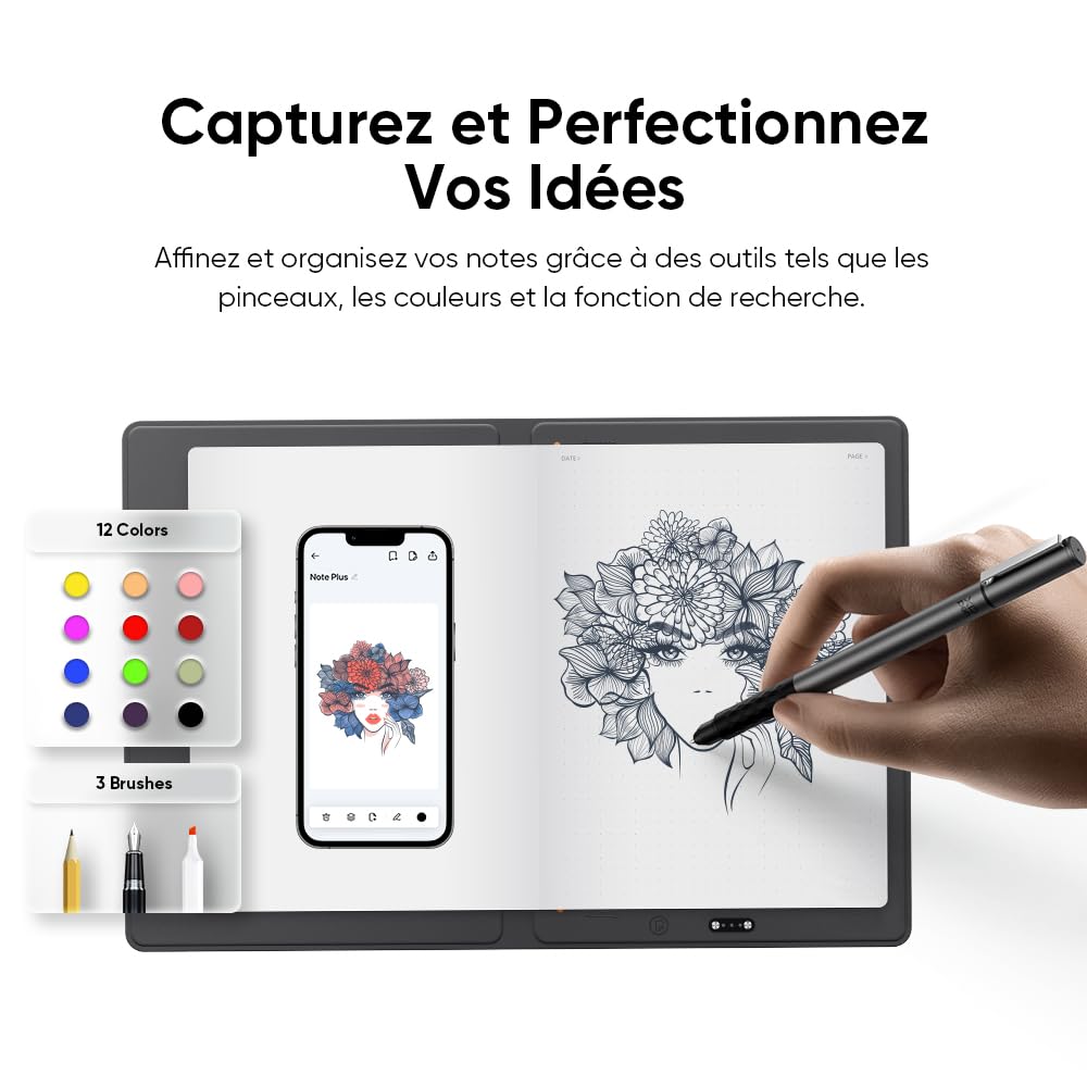 XPPen Note Plus 2026 Carnet Numérique Bluetooth 5.3, Cahier Écriture Intelligent A5, Convient pour la Prise de Notes Lors de Réunions, de Cours Magistraux et Autres Moments Importants.