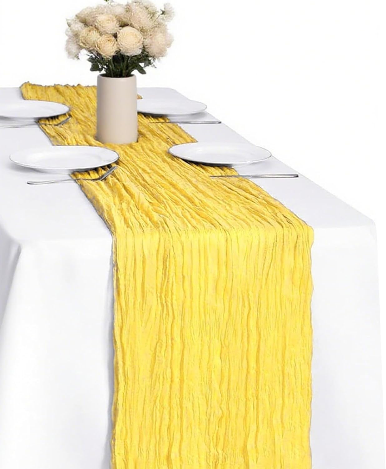 10 Pack Black Cheesecloth Table Runner -21*120Inch Long Boho Wedding Table Decor, Rustic Gauze Fabric Runner for Bridal Showers, Baby Showers & Parties (Sheer, Lightweight, Wrinkled Design)