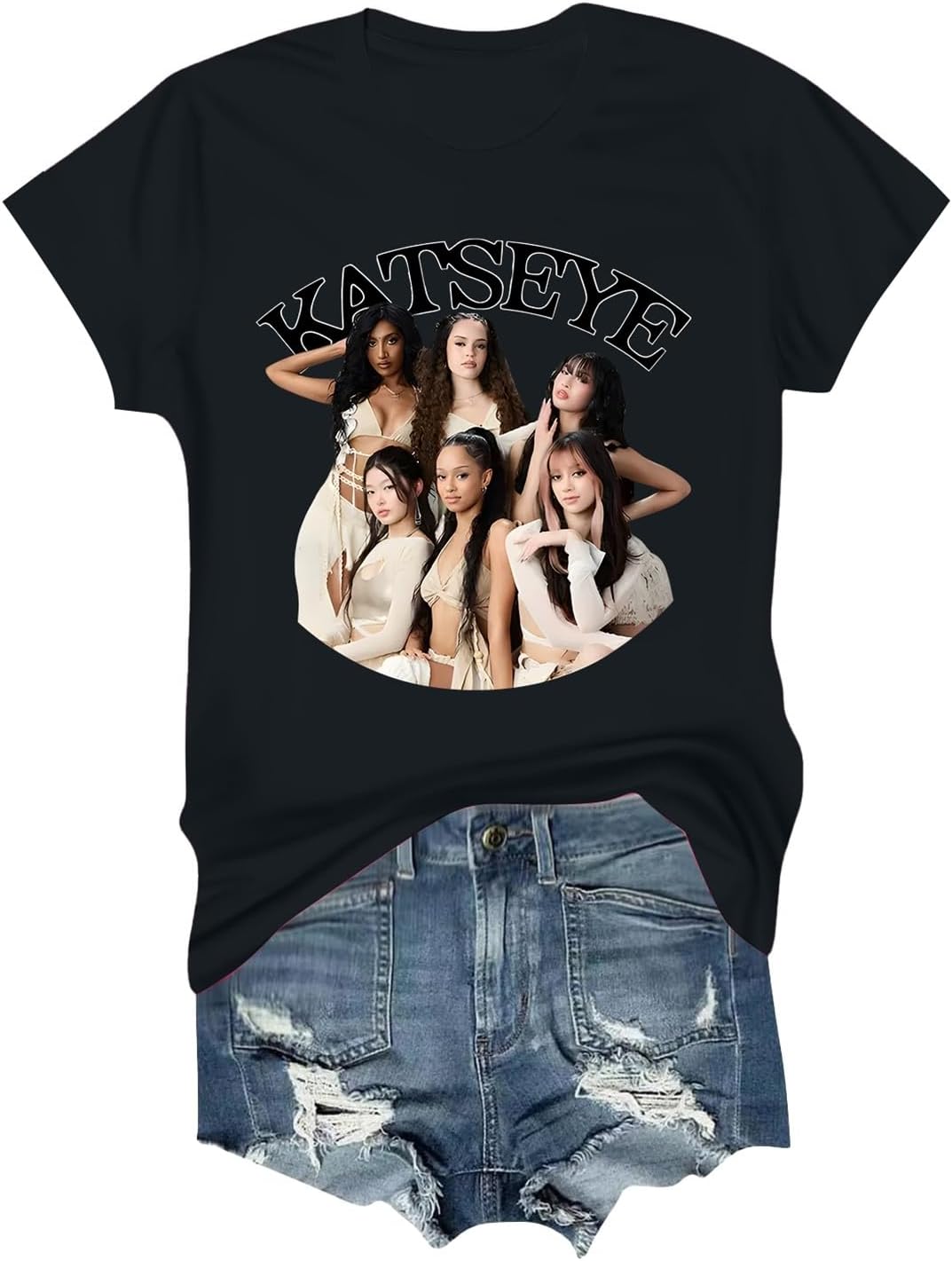 Katseye Merch T-Shirt Women's T-Shirt Cool Trendy T-Shirt Hip Pop Oversize Novelty Tops Crew Neck Comfortable Soft Short Sleeve Shirts Top Casual Crew Neck Tee Short Sleeve Fashion Multicoloured