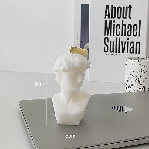 Miniatura 2 de Vela perfumada con estatua de busto de David, 3.88 oz, cera de soja con aroma griega, estética para mesa, foto, regalo de cumpleaños, perfecta para
