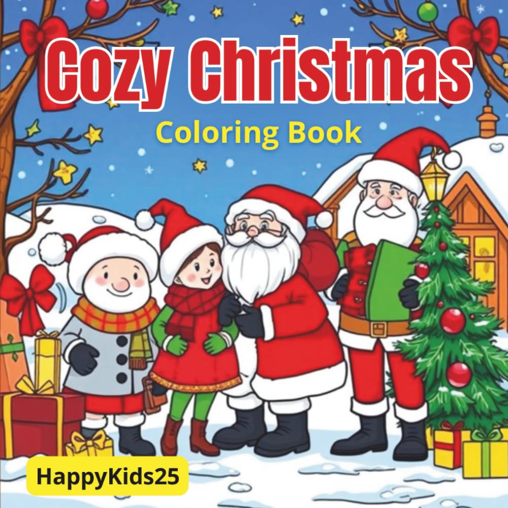 Cozy Christmas: Coloring Book for Adults and Kids, Adorable Holiday Coloring Book, Over 40 Festive and Kawaii Christmas Coloring Pages, Fun and Relaxing