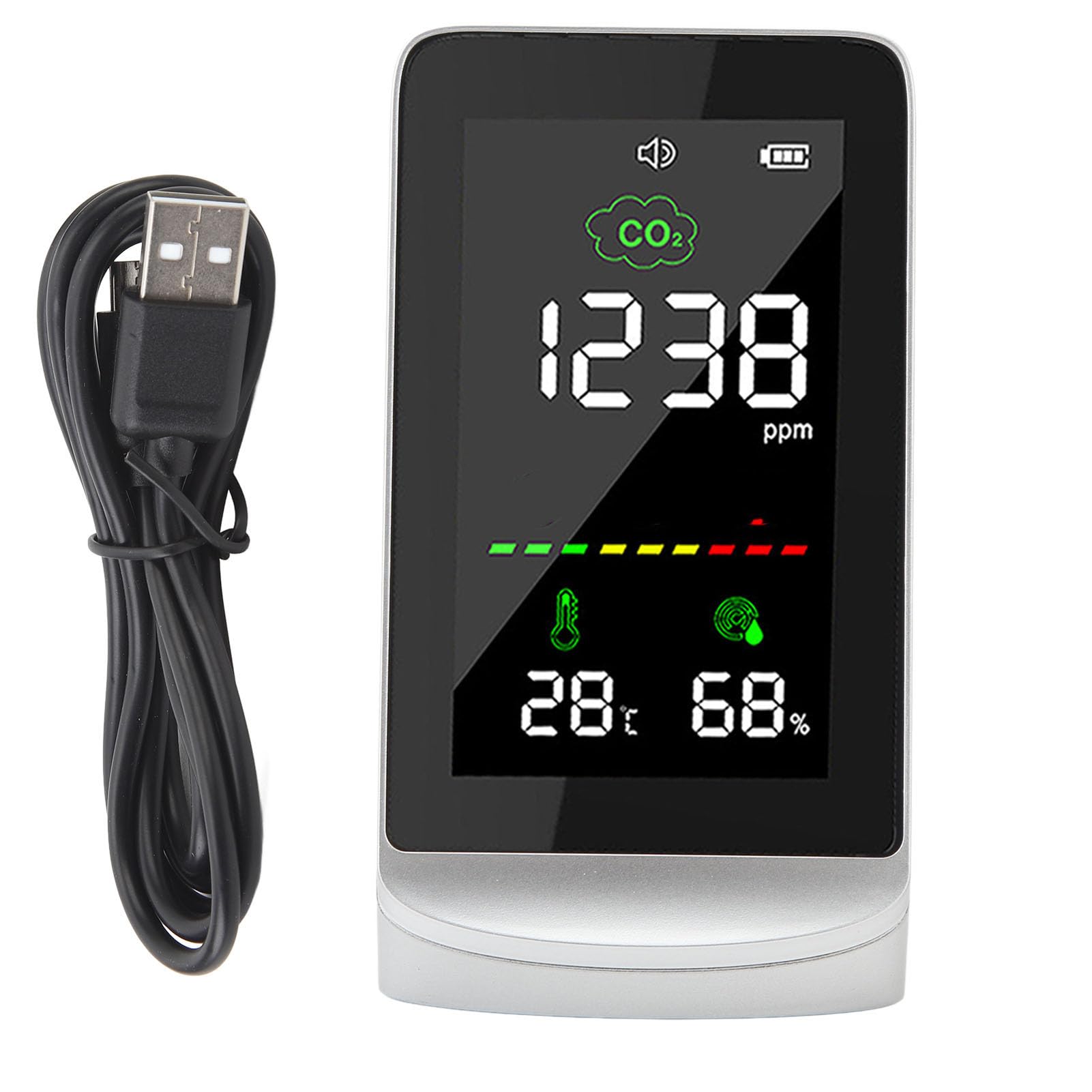 Humidity Gauge Indoor Thermometer, Air Quality Monitor LCD Screen Real Time Monitoring Portable Indoor Temperature and Humidity Tester for Outdoor/Indoor