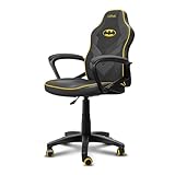 GXTrust 703BM Revvo Silla Gaming con Licencia Batman para Niños 4-12 Años, Silla Ajustable en Altura con Tapicería de Tela, Reposabrazos Acolchado, Gamer Escritorio Juegos PC, Negro