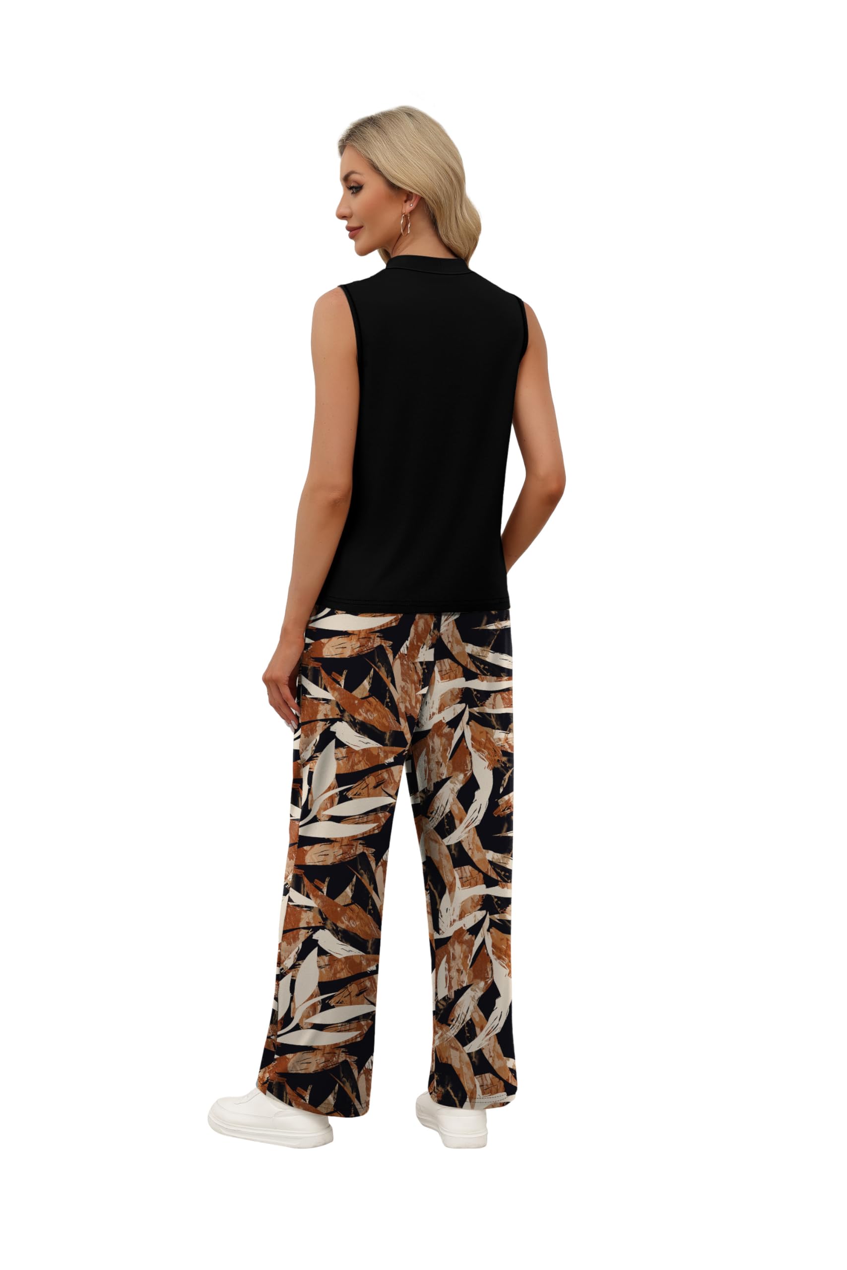 WIHOLL 2-teiliges Set für Damen, Sommer-Lounge-Set, Reiseflughafen, passendes Set für Damen