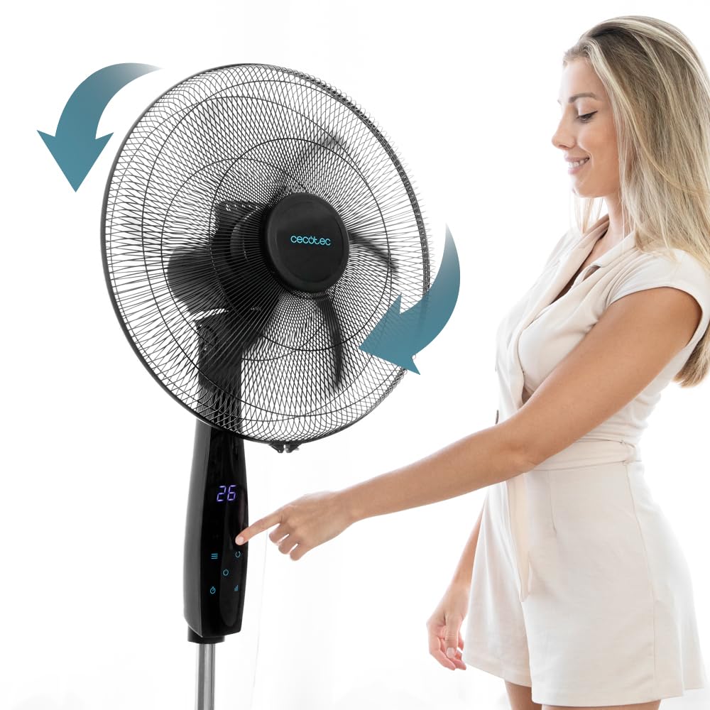 Cecotec Ventilador de Pie con Mando a Distancia y Temporizador EnergySilence 620 MaxFlow Smart. 70 W, 18 Pulgadas (45 cm), 6 Aspas, Motor Cobre, 3 Velocidades, Oscilación 75º, Pantalla LED