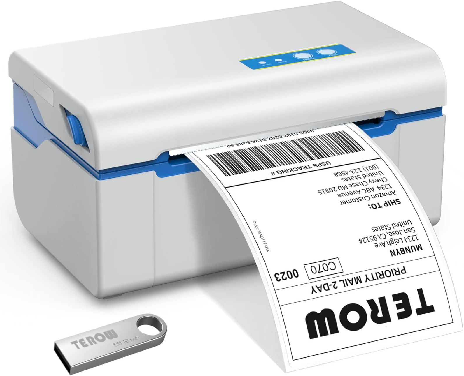 Printer 2024D Thermal Label Printer 4x6 Shipping Label Printer with 127mm/s High-Speed Printing and Auto Label Detection