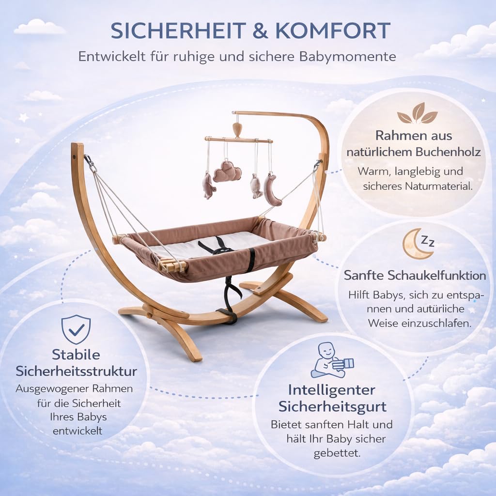 Hamac chaise longue suspendue ergonomique avec structure en bois, confortable, portable, design moderne pour intérieur et balcon