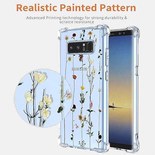 Miniatura 3 de GTBDEKI Funda de teléfono para Galaxy Note 8, Samsung Note 8 N950U, funda transparente con patrones de jardín de flores, funda protectora para