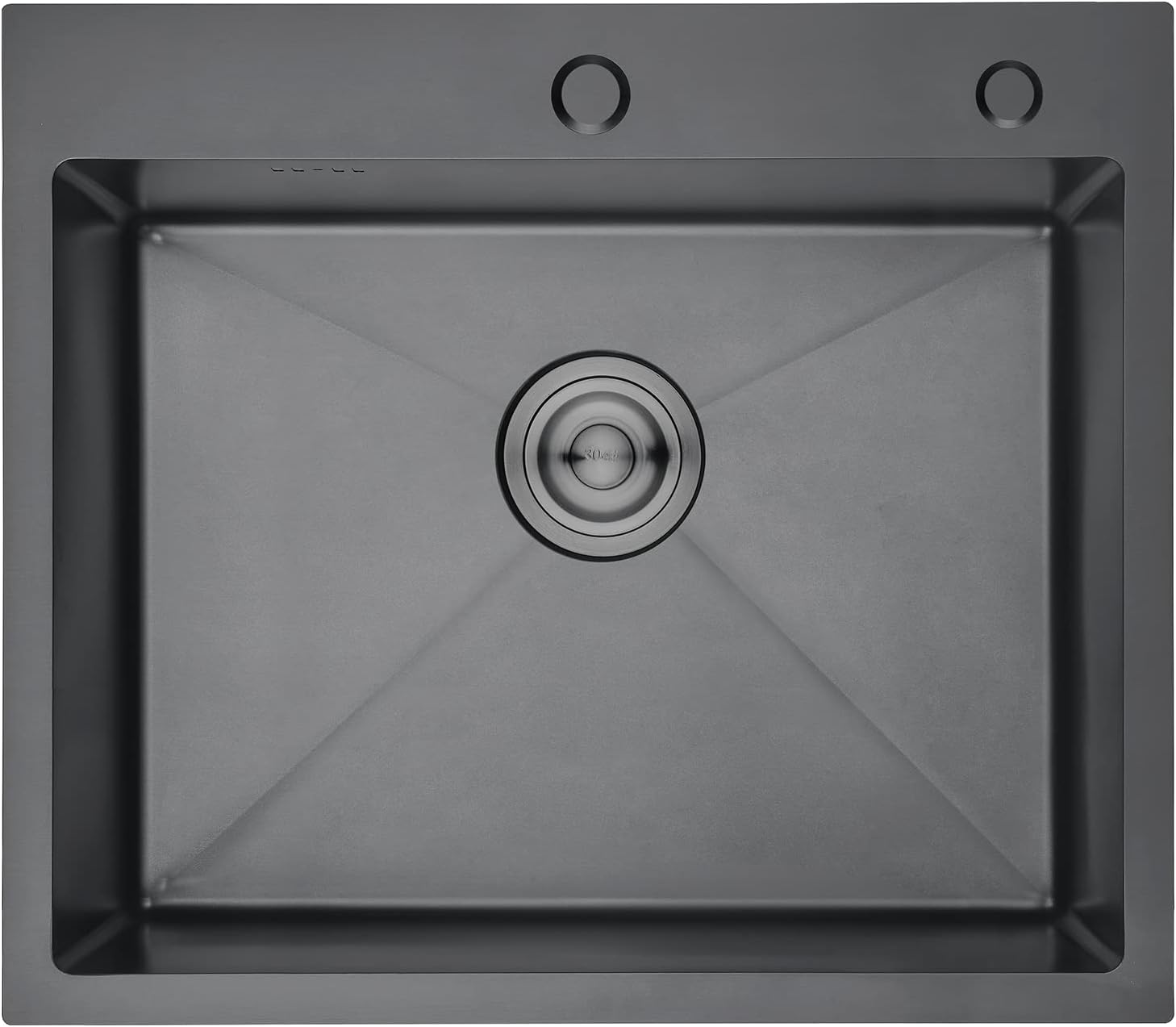 Ibergrif M85545B Black Rectangular Single Bowl Kitchen Sink, Stainless Steel Sink for Kitchen with Drainer Fittings, Topmount, with Soap Disp. Hole, 55x 45 x 19cm