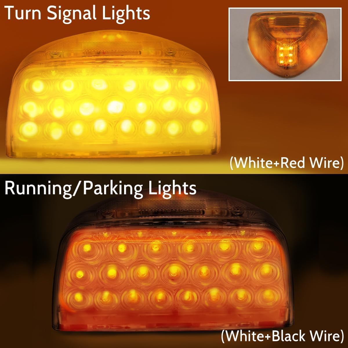 Peterbilt 31 LED Triangle Amber Turn Signal With 3 Wires Replacement Fit for Peterbilt 379, 359, 357, 365, 378 Amber Lens